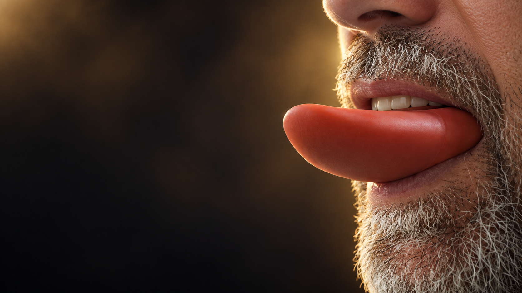 Adult demonstrating how the Lickie tongue sleeve fits over the tongue